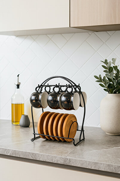 YzHome كوب معدني أسود من الفولاذ المقاوم للصدأ - شماعة بسيطة