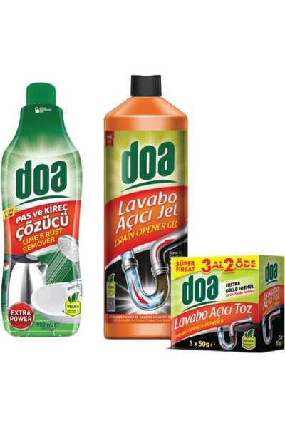 ALGYŞR Doa Pas Ve Kireç Çözücü 900 ML & Lavabo Açıcı Jel 1 L & Ve Toz 150 G