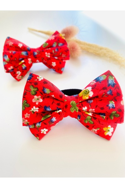 seyranat Набір з 2-х якісних гумок для волосся з червоним квітковим візерунко...