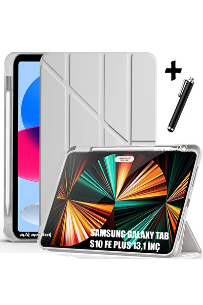 m.tk moveteck Samsung Galaxy Tab S10 Fe Plus 13.1 inç Kılıf Kalem Bölmeli Katlanabilir Standlı Yumuşak SilikonX620
