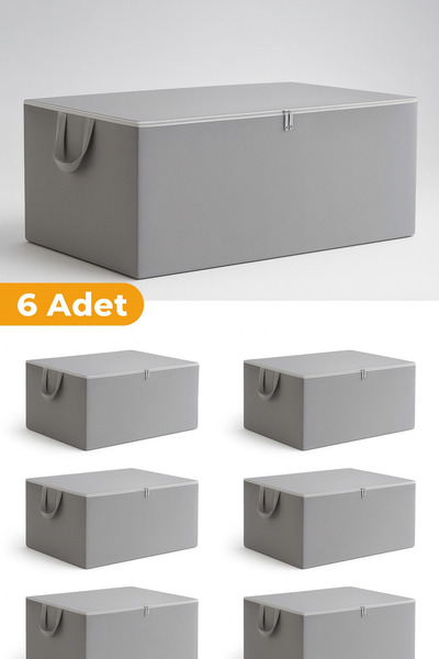 Textia Home 6 штук великого розміру сірі коробки для зберігання під ліжко 64 х 45 х 22 см