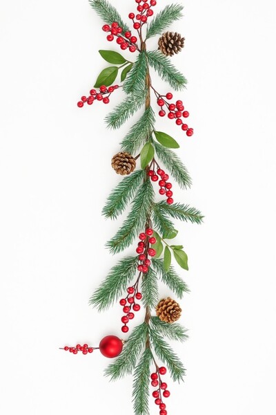 BeySüS Χριστουγεννιάτικο στολίδι από ξύλο πεύκου Κώνος από κλαδί πεύκου με κοκάνια 120 cm