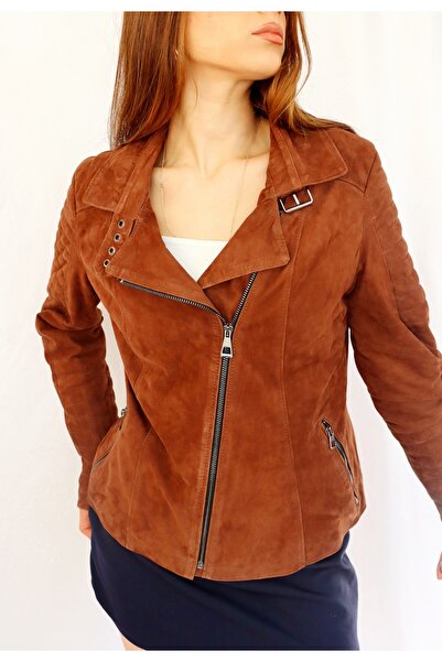 MİRENA LEATHER Kadın Taba Hakiki Deri Ceket