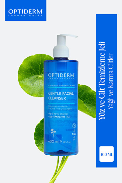 Optiderm جل تنظيف البشرة جل تنظيف الوجه للبشرة الدهنية والمختلطة 400 مل