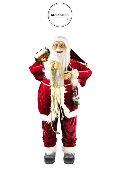 Dekorsende Santa Claus in Velvet Jacket Burgundy 90cm