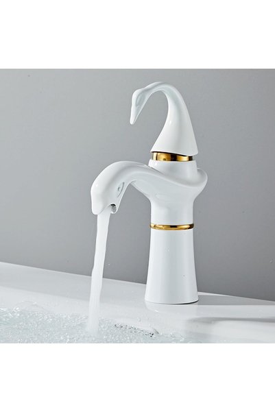 OEM Bathroom Sink Faucet Swan Model White / Gold Color New Product Imported 7 Years Warranty Imported