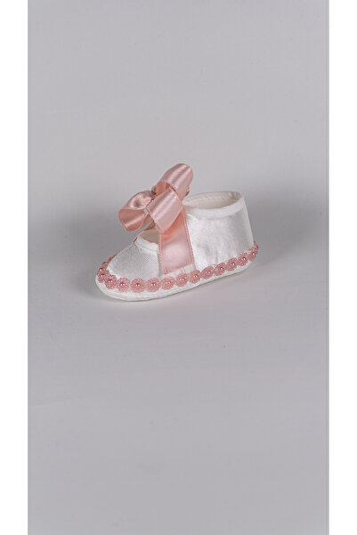 Éloi Pembe İncili Saten Yenidoğan Bebek Ayakkabısı / Kız Bebek Mevlüt Ayakkabısı / Baby Shower Hediyesi