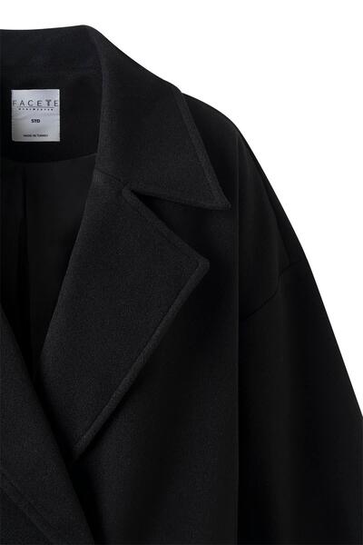 FACETTE Γυναικείο εποχιακό μαύρο κοντό παλτό