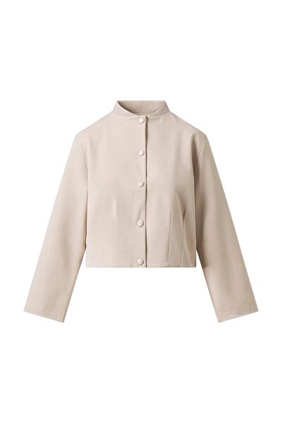 FACETTE Μπουφάν με λεπτομέρεια σε μπεζ πιέτες