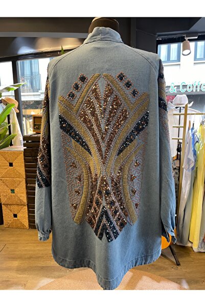 Dadali كيمونو جينز نسائي مطرز بالحجر 100% قطن