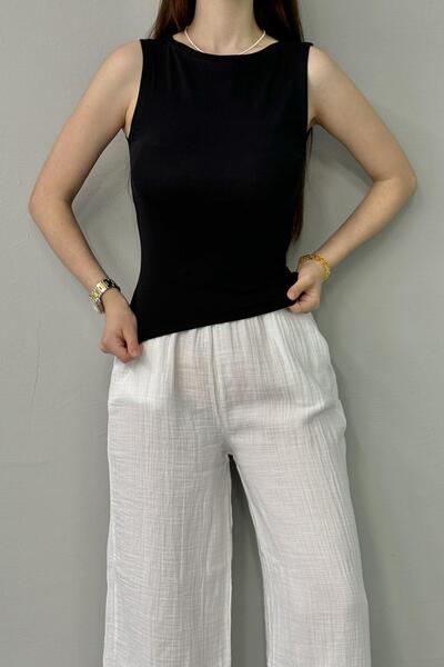 lizge giyim Boat Collar Sleeveless Top