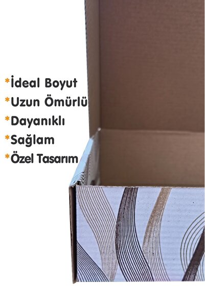 PackMai 26x18x6cm Karton Kutu 10ADET Desenli-Kilitli | E-Ticaret-Hediye Ürün Kutusu Beyaz-Kraft