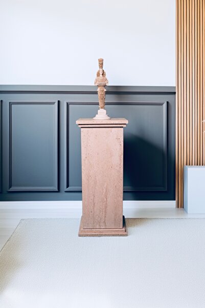 Otto Home Traverten Desenli Kapaklı Sütun Dolap 70 cm – Dekoratif Sehpa ve Sa...