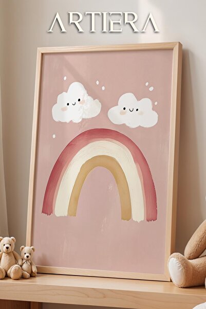 HİGUERA Διακόσμηση παιδικού δωματίου για κοριτσάκι με ροζ φόντο Rainbow and C...