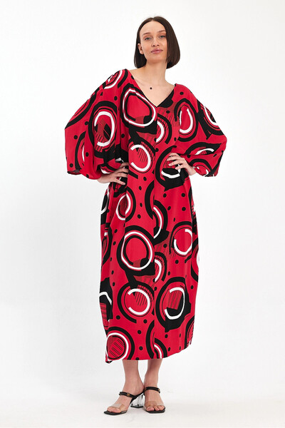 bacc Maxi Size Red Printed Woven Viscon Dress Bcvl-251067