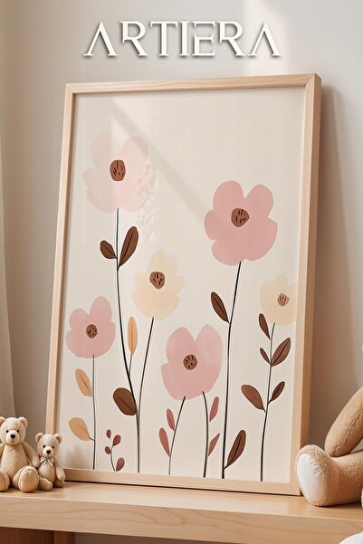 HİGUERA Bohemian Long Stem Flowers Baby Girl Παιδικό Δωμάτιο Διακόσμηση Ζωγρα...