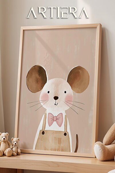 HİGUERA Χαριτωμένο ροζ παπιγιόν ποντίκι Bohemian Girl Baby Διακόσμηση παιδικο...