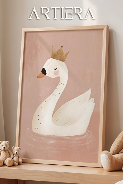 HİGUERA Bohem Prenses Kuğu Kız Bebek Çocuk Odası Dekorasyonu Ahşap Çerçeveli ...