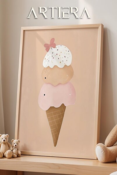 HİGUERA Τρίπτυχο Παγωτό Bohemian Baby Girl Διακόσμηση Παιδικού Δωματίου Ζωγρα...