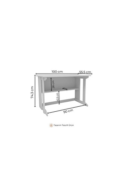 Enda Home Pillar Kütüphaneli Geniş Çalışma Masası 100x56 Cm Antrasit
