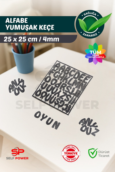 Self Power 3+ Yaş Çocuklar İçin Alfabe Keçe Harf Tanıma&Eşleştirme Eğitic i ABC Öğrenme Sınıf ve Ev Eğitimi