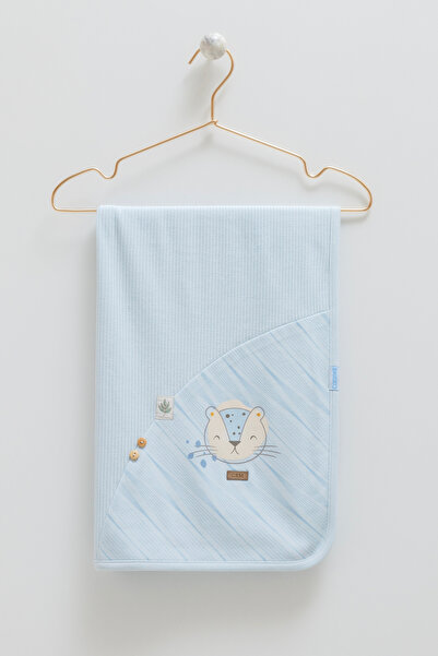 Caramell 100% Natural Cotton (85-90cm) Baby Blanket with Cat Pattern