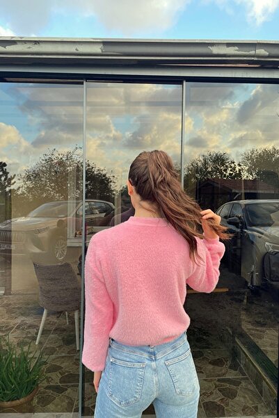 Le Savu Shilsee Women's Pearl Buttoned Yumosh Pink Knitwear Cardigan