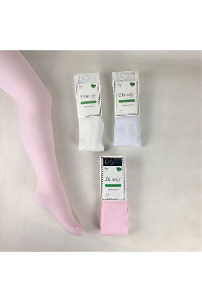 DRESSY LIFE 3-пакет училищни чорапи Обикновени бамбукови чорапи Чорапогащи за момичета (бяло-розово-кремаво)