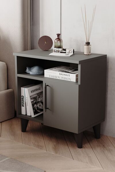 Enda Home 3 Bölmeli Kapaklı Komodin Antrasit