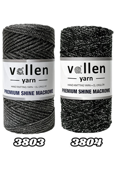 vollen yarn Simli Makrome İpi 100g 150m Premium Shine – Polyester Çanta İpi, Supla ve Bileklik İpi