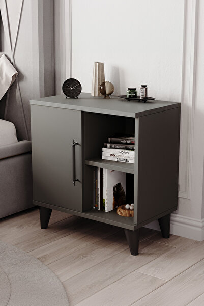 Enda Home Kommen Tek Kapaklı 2 Açık Bölmeli Komodin