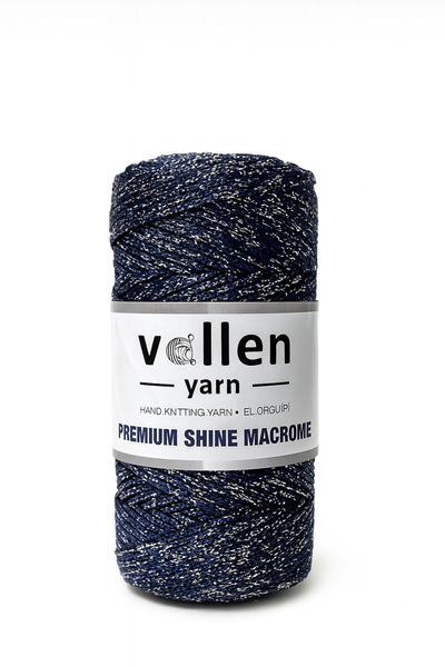vollen yarn خيط مكرامية لامع 100 جرام 150 متر بلمعة فاخرة – خيط بوليستر للحقائب، خيط للسوار وحبل للمعصم