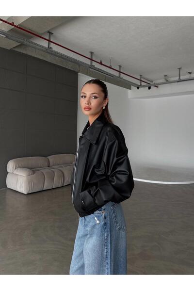 MEECY Dámská novosezónní kožená bunda Bomber