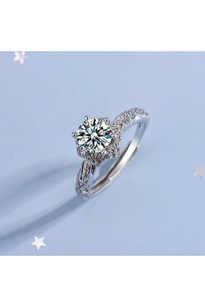 AstoriaSilver Sevgiliye Eşe Anneye Hediye(IŞIKLI KIRMIZI KUTUSUNDA) Parmağa Göre Ayarlanabilir Gümüş Tek Taş Yüzük