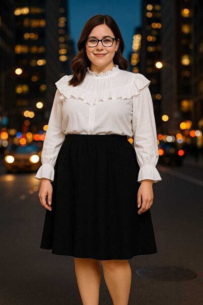 MODA Women's Plus Size Cotton A-Line Skirt