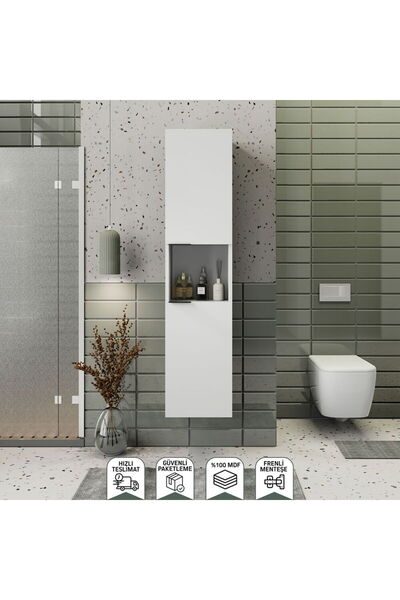 BIANI Fix Arya Ve Loft Uyumlu Boy Dolabı Renk Mat Beyaz