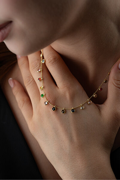 Silvano Jewelry 925 Ayar Gümüş Mix Taşlı Kolye