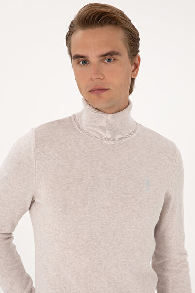 U.S. Polo Assn. Men's Slim Fit High Collar Stone Basic Sweater 50288884-Vr225