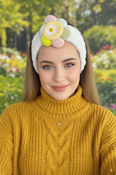 KANİNCHEN عصابة رأس نسائية فائقة النعومة لغسل الوجه وشريط شعر مرن للمكياج، عصابة رأس على شكل ديزي