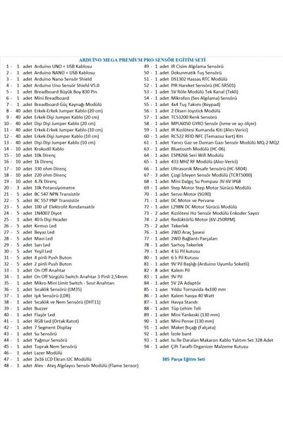eğiteklab ARDUİNO MEGA PREMİUM PRO SENSÖR EĞİTİM SETİ