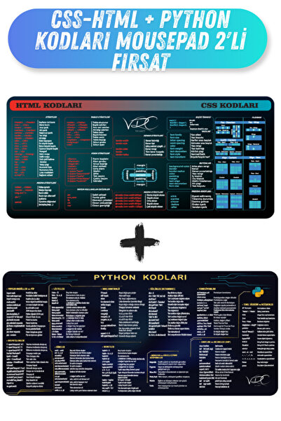 VRC Ticaret Css - Html & Python Kodları Mousepad 80x40 2'li Fırsat