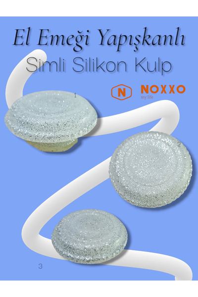 N NOXXO El Emeği Yapışkanlı Simli Silikon Kulp Mobilya Mutfak Banyo Dolap Çek...