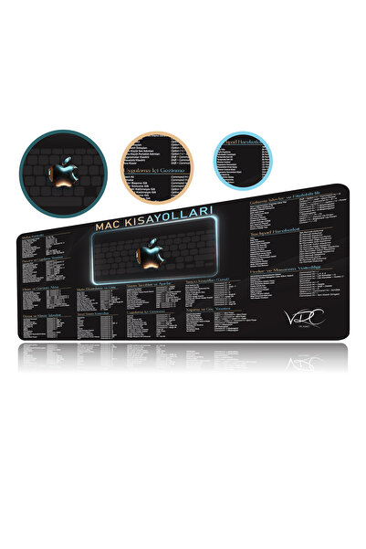 VRC Ticaret Macbook Mouseapad Siyah 80x40Cm Kaymaz Kauçuk Taban