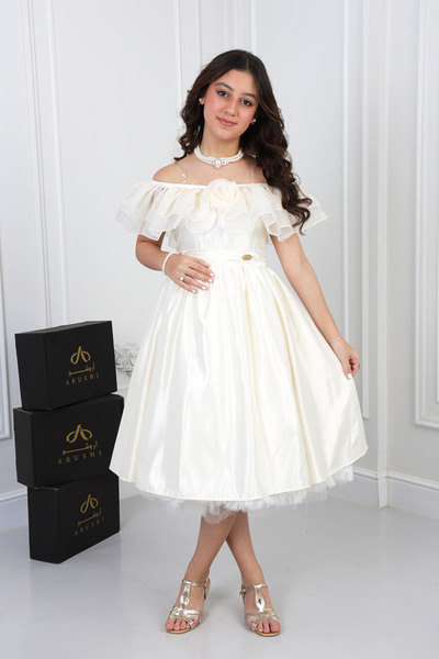 arushi Girls' Organza Dress Cream