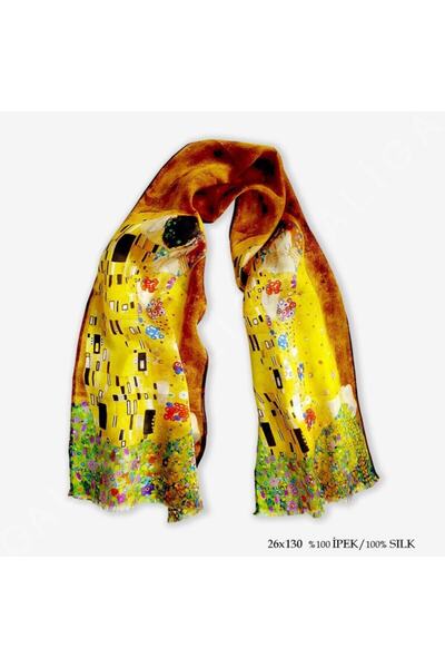 Galiga Klimt Kiss (Öpücük) %100 Ipek Fular 26*130cm "Art On Silk"