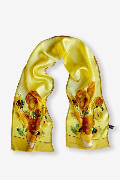 Genel Markalar Sarı Van Gogh-yellow Vase %100 Ipek Fular 26*130cm 'art On Silk' Tek Ebat Casual/Günlük İpek