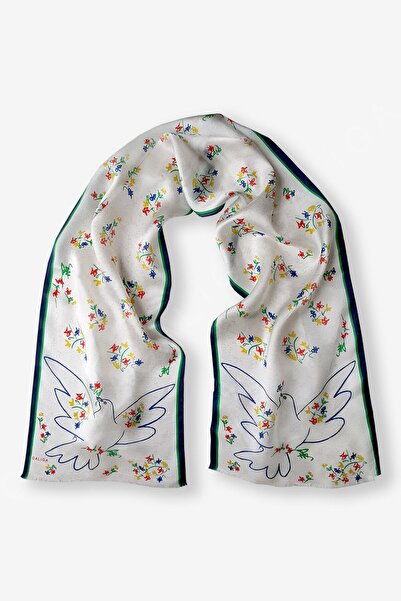 Galiga Dove %100 Ipek Fular 26*130cm 'art On Silk'