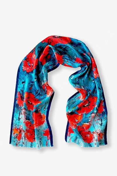 Galiga GELİNCİK %100 Ipek Fular 26*130cm "Art On Silk'"