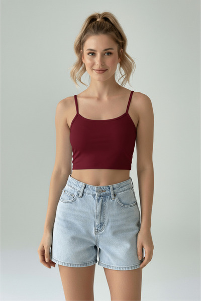 Thestiluxe Bluză sport cu curea din șnur din țesătură elastică din scuba Crop...