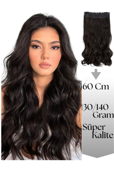 YARAT Sıyah Kahverenk Karışımı Postiş Dalgalı Takma Saç Çıtçıtlı 60cm 130gr I...